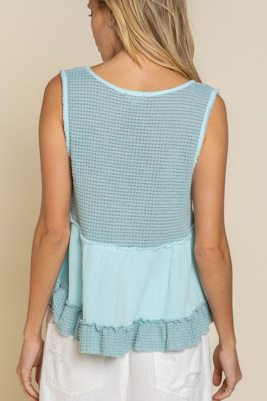 Sleeveless V - neck Mini Babydoll Tank Top - Happily Ever Atchison Shop Co.