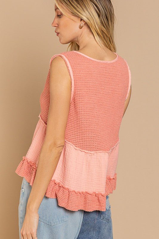 Sleeveless V - neck Mini Babydoll Tank Top - Happily Ever Atchison Shop Co.