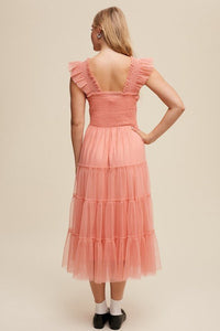 Smocked Ruffle Tiered Mesh Midi Maxi Dress - Happily Ever Atchison Shop Co.