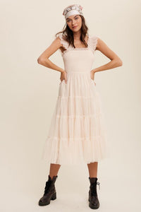 Smocked Ruffle Tiered Mesh Midi Maxi Dress - Happily Ever Atchison Shop Co.