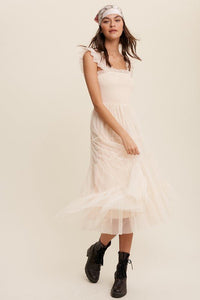 Smocked Ruffle Tiered Mesh Midi Maxi Dress - Happily Ever Atchison Shop Co.