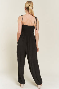 SMOCKED TIE STRAP JUMPSUIT - Happily Ever Atchison Shop Co.