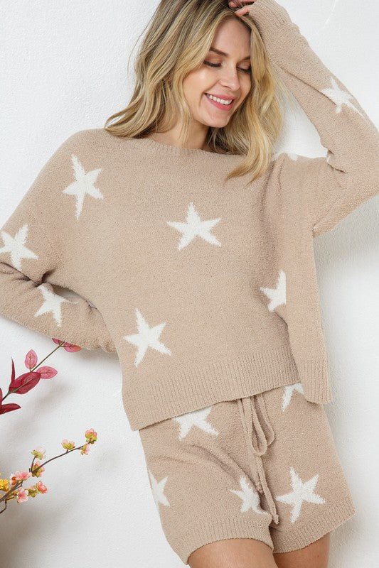Soft Long Sleeve Star Print Top and Short Set - Happily Ever Atchison Shop Co.