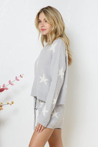 Soft Long Sleeve Star Print Top and Short Set - Happily Ever Atchison Shop Co.