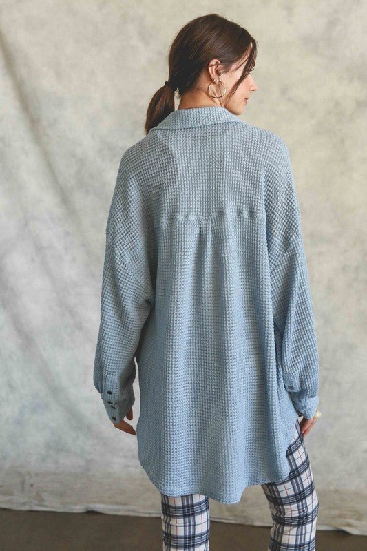 Soft Thermal Knit Shacket Top - Happily Ever Atchison Shop Co.