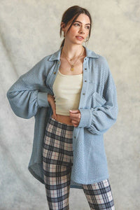 Soft Thermal Knit Shacket Top - Happily Ever Atchison Shop Co.