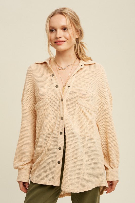 Soft Thermal Knit Shacket Top - Happily Ever Atchison Shop Co.