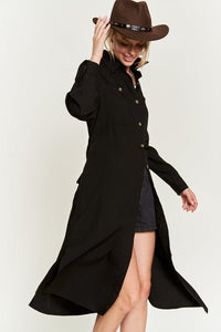 SOLID BUTTON DOWN BELTED LONG DRESS - Happily Ever Atchison Shop Co.