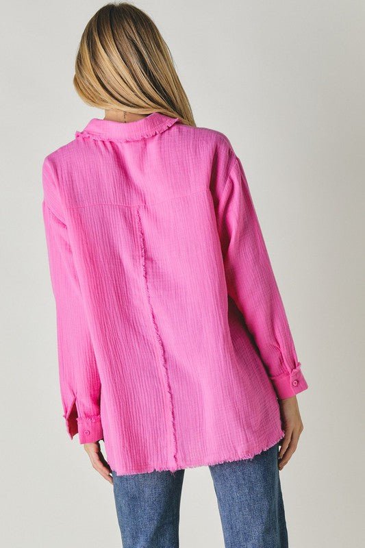 Solid Button Down Long Sleeve Shirt - Happily Ever Atchison Shop Co.