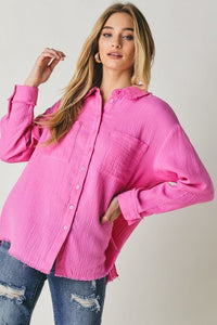 Solid Button Down Long Sleeve Shirt - Happily Ever Atchison Shop Co.