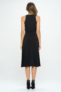 Solid Deep V Neck Lined Dress with Slit - Happily Ever Atchison Shop Co.