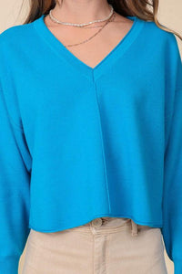 Solid Drop Shoulder V - Neck Top - Happily Ever Atchison Shop Co.