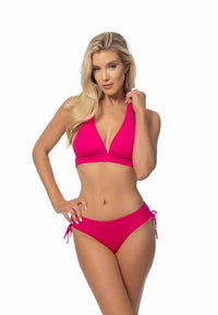 SOLID HALTER BIIKINI SET WITH RUCHING SIDE BOTTOM - Happily Ever Atchison Shop Co.