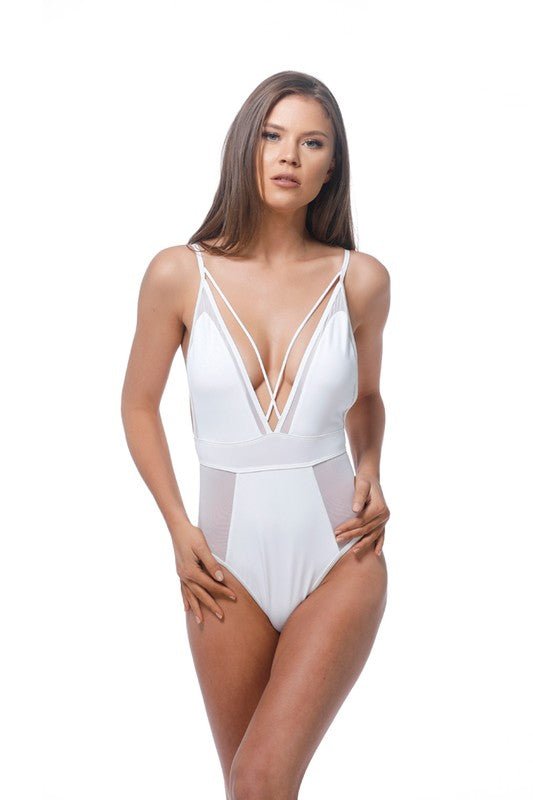 SOLID MESH BLACK SEXY ONE PIECE - Happily Ever Atchison Shop Co.