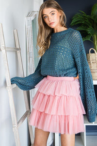 SOLID MESH TIERED SKIRTS - Happily Ever Atchison Shop Co.