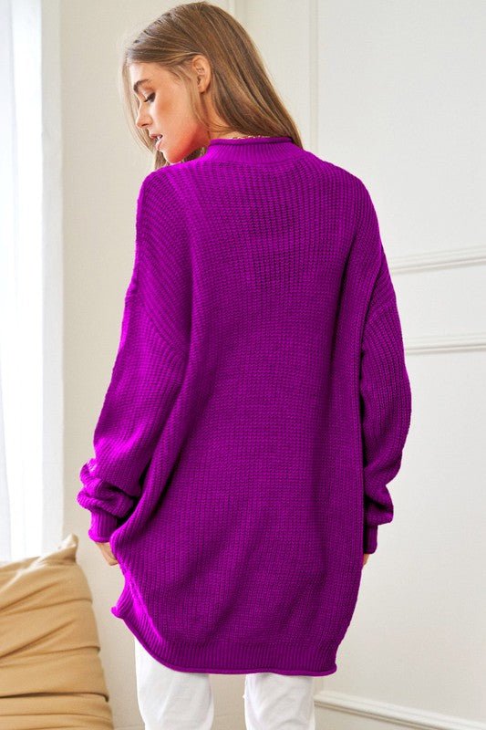Solid Mock Neck Long Sleeve Knit Sweater - Happily Ever Atchison Shop Co.