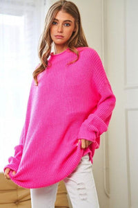 Solid Mock Neck Long Sleeve Knit Sweater - Happily Ever Atchison Shop Co.