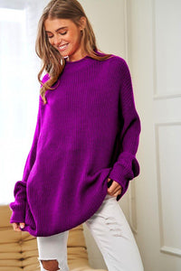 Solid Mock Neck Long Sleeve Knit Sweater - Happily Ever Atchison Shop Co.