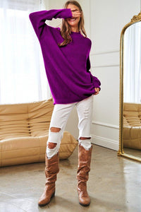 Solid Mock Neck Long Sleeve Knit Sweater - Happily Ever Atchison Shop Co.