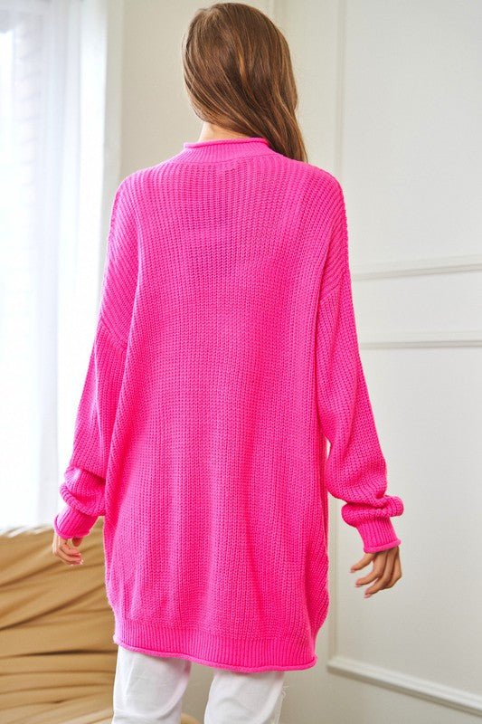 Solid Mock Neck Long Sleeve Knit Sweater - Happily Ever Atchison Shop Co.