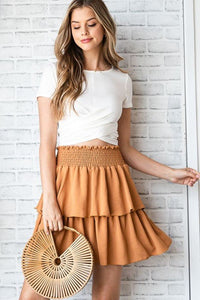 SOLID RUFFLE TIERS SMOCKED SKIRT - Happily Ever Atchison Shop Co.