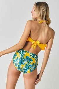 Solid Ruffle Top And Printed Bottom Swimsuit - Happily Ever Atchison Shop Co.