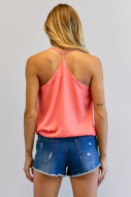 Solid V - Neck Sleeveless Ruffle Top - Happily Ever Atchison Shop Co.