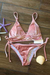 SOLID VELVET HALTER BIKINI SET - Happily Ever Atchison Shop Co.