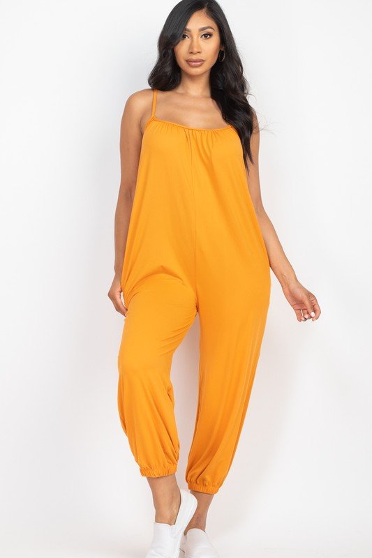 Spaghetti strap solid jumpsuit - Happily Ever Atchison Shop Co.