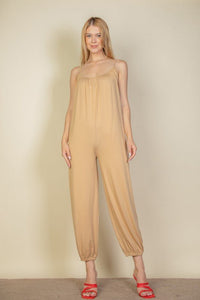 Spaghetti strap solid jumpsuit - Happily Ever Atchison Shop Co.