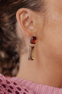 Sparkly Spirit Rectangle Crystal Earrings in Smoke - Happily Ever Atchison Shop Co.