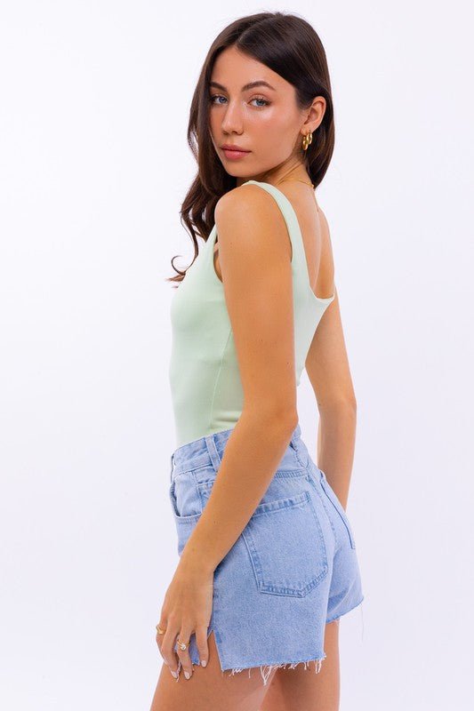 Square Neck Tank Bodysuit - Happily Ever Atchison Shop Co.