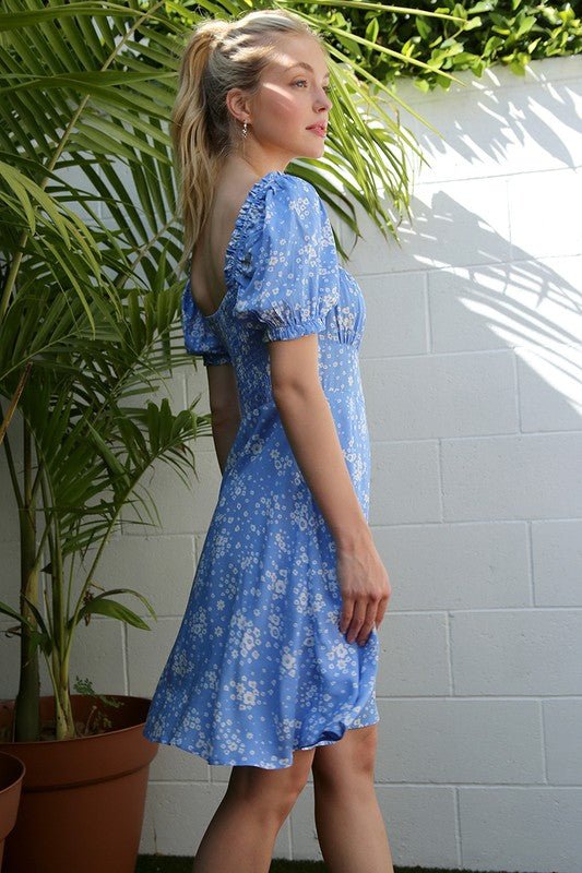 SS Puff Sleeve Dress - Happily Ever Atchison Shop Co.