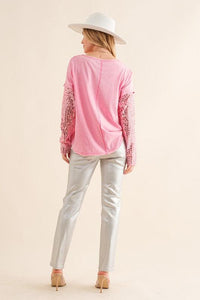 Star Printed Shoulder Sequin SLV Top - Happily Ever Atchison Shop Co.