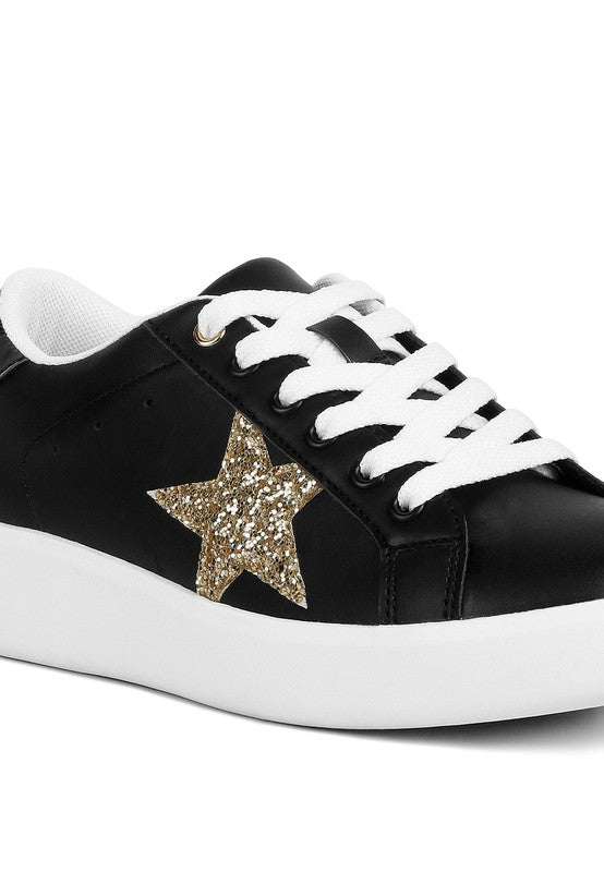 Starry Glitter Star Detail Sneakers - Happily Ever Atchison Shop Co.