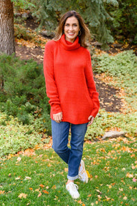 Steady Pace Roll Neck Sweater In Red - Happily Ever Atchison Shop Co.