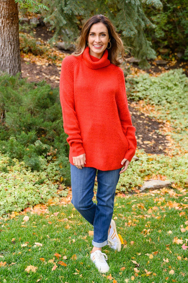 Steady Pace Roll Neck Sweater In Red - Happily Ever Atchison Shop Co.