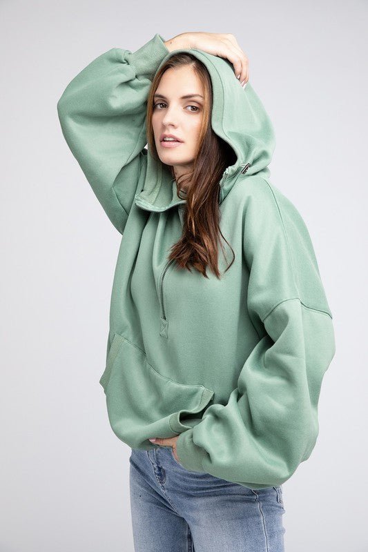 Stitch Detailed Elastic Hem Hoodie - Happily Ever Atchison Shop Co.