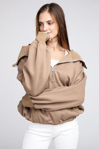 Stitch Detailed Elastic Hem Hoodie - Happily Ever Atchison Shop Co.