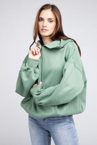 Stitch Detailed Elastic Hem Hoodie - Happily Ever Atchison Shop Co.