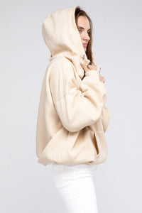 Stitch Detailed Elastic Hem Hoodie - Happily Ever Atchison Shop Co.