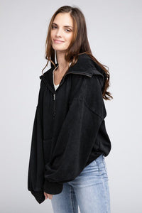 Stitch Detailed Elastic Hem Hoodie - Happily Ever Atchison Shop Co.