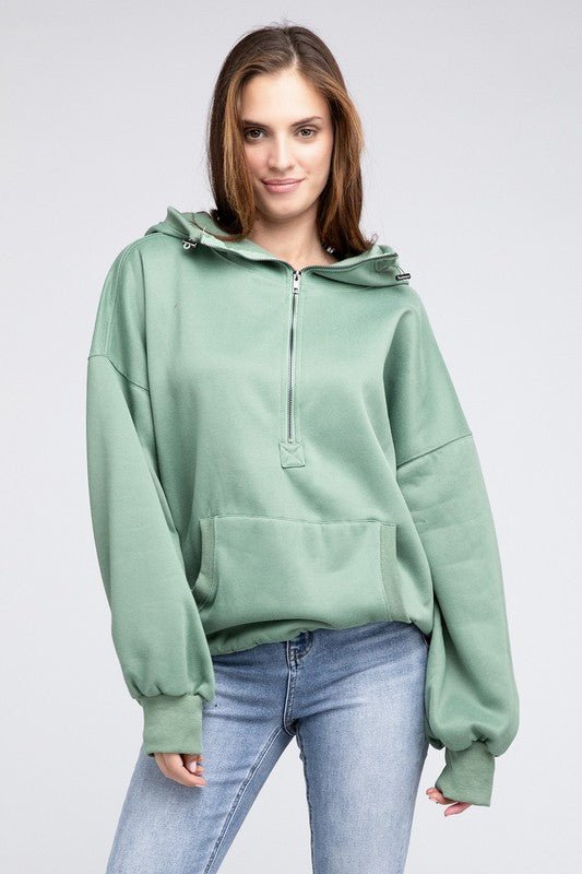 Stitch Detailed Elastic Hem Hoodie - Happily Ever Atchison Shop Co.