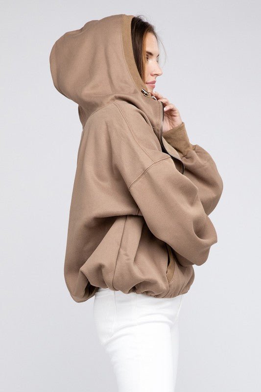 Stitch Detailed Elastic Hem Hoodie - Happily Ever Atchison Shop Co.