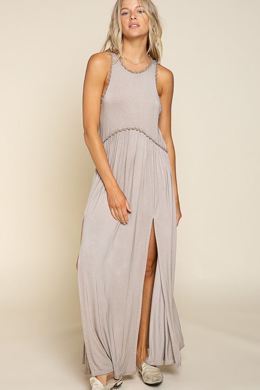 Stone Washed Side Slit Cut Out Maxi Dress - Happily Ever Atchison Shop Co.