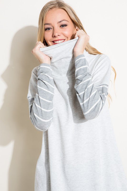 STRIPE MIXED TURTLE NECK TOP - Happily Ever Atchison Shop Co.