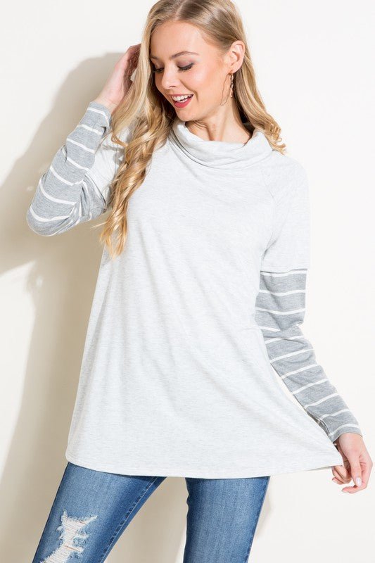 STRIPE MIXED TURTLE NECK TOP - Happily Ever Atchison Shop Co.