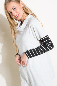 STRIPE MIXED TURTLE NECK TOP - Happily Ever Atchison Shop Co.