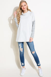 STRIPE MIXED TURTLE NECK TOP - Happily Ever Atchison Shop Co.