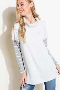 STRIPE MIXED TURTLE NECK TOP - Happily Ever Atchison Shop Co.